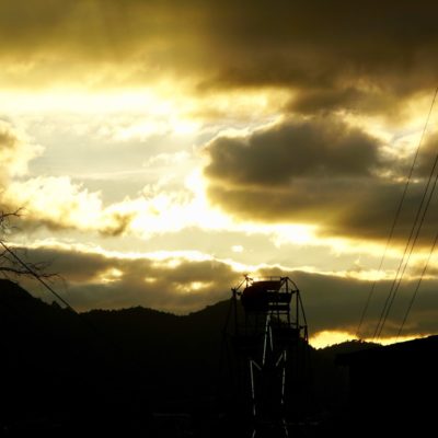 Das Riesenrad bei Sonnenuntergang